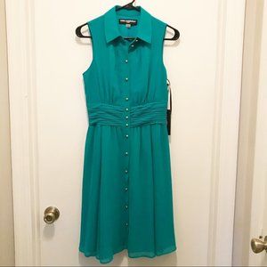 Karl Lagerfeld Paris Womens Aquamarine Sleeveless Fit & Flare Dress Size 4 New